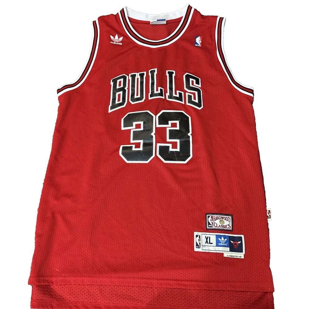 NBA CHICAGO BULLS BASKETBALL JERSEY ADIDAS SCOTTIE PIPPEN #33 HARDWOOD XL +L2